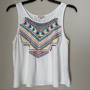 White Neon Embroidered Crop Top size XL